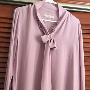 Loft Lilac Tie Blouse